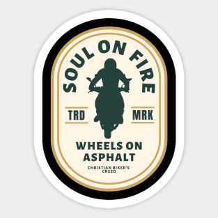 Soul on Fire - Wheels on Asphalt - Christian Biker Sticker